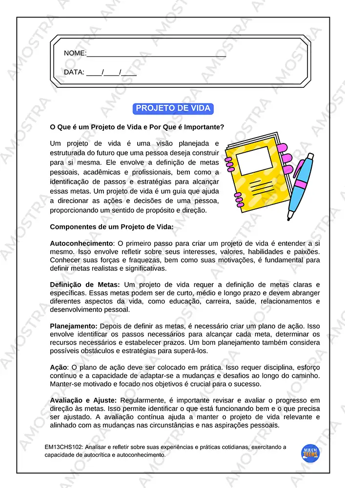 Atividades de Projeto de Vida Ensino Médio - Imagem 4
