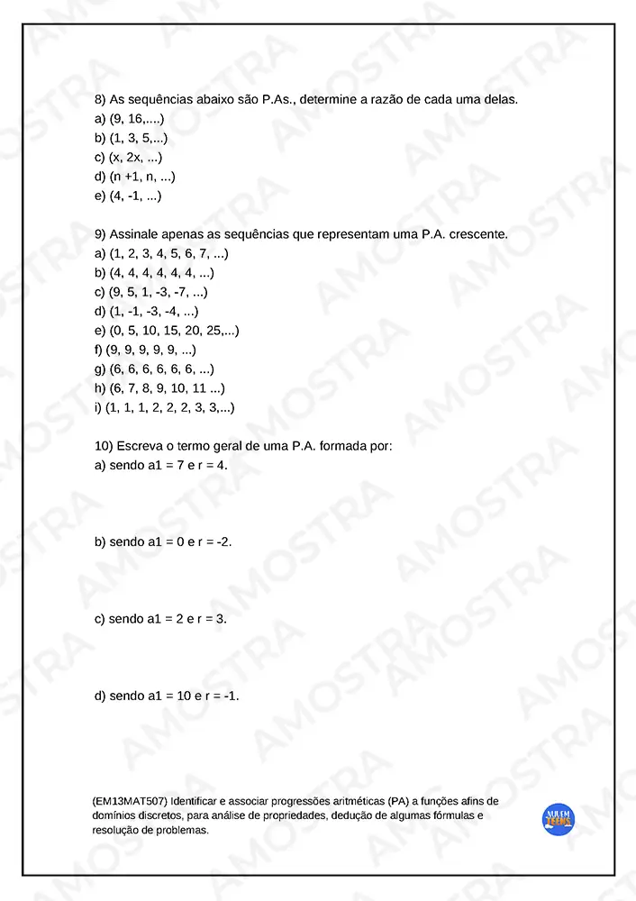 Atividades de Matemática Ensino Médio - Imagem 3