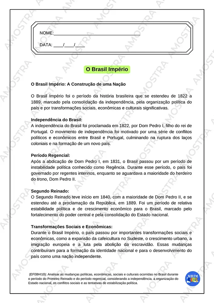 Atividades de História do Brasil 6º ao 9º Ano - Imagem 4