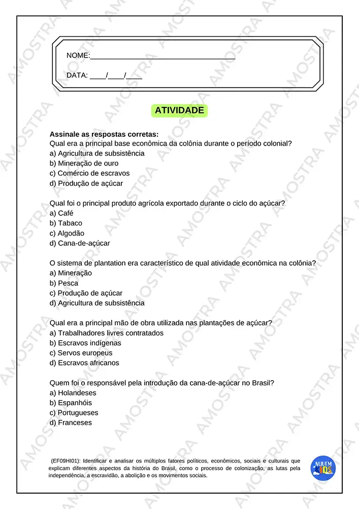 Atividades de História do Brasil 6º ao 9º Ano - Imagem 3