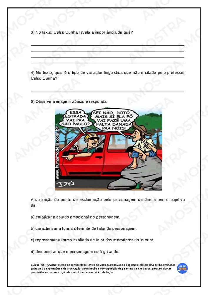 Atividades de Português Ensino Médio - Imagem 3
