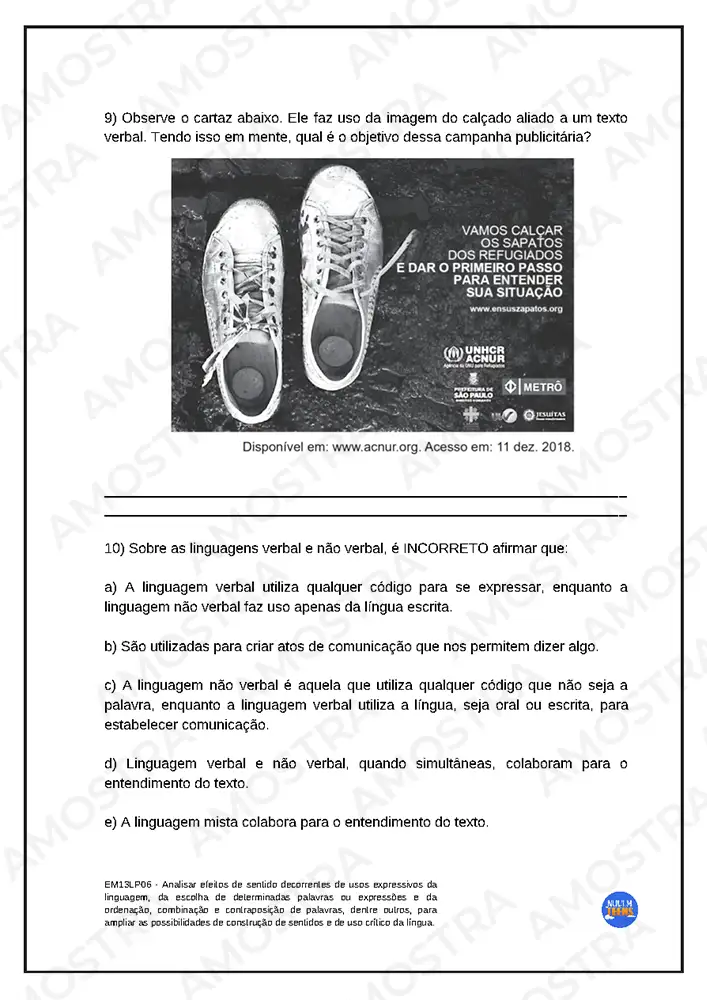 Atividades de Português Ensino Médio - Imagem 4