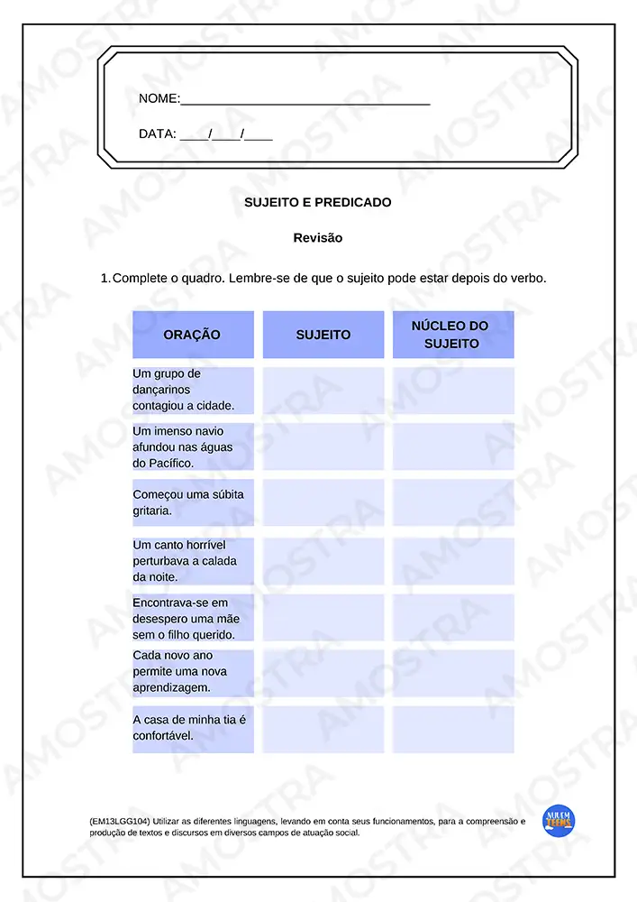 Atividades de Português Ensino Médio - Imagem 6