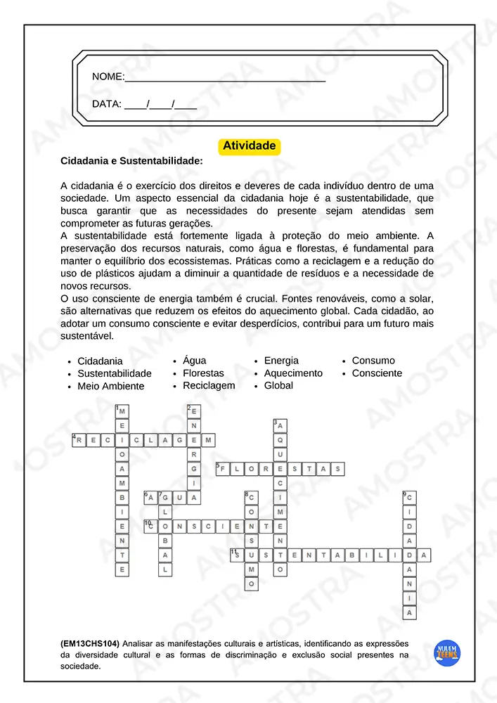 Atividades de Cidadania e Cultura Ensino Médio - Imagem 2