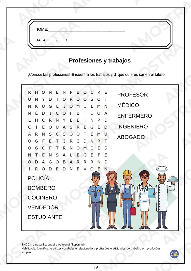 Caça-Palavras Espanhol Fundamental 2 - Imagem 2