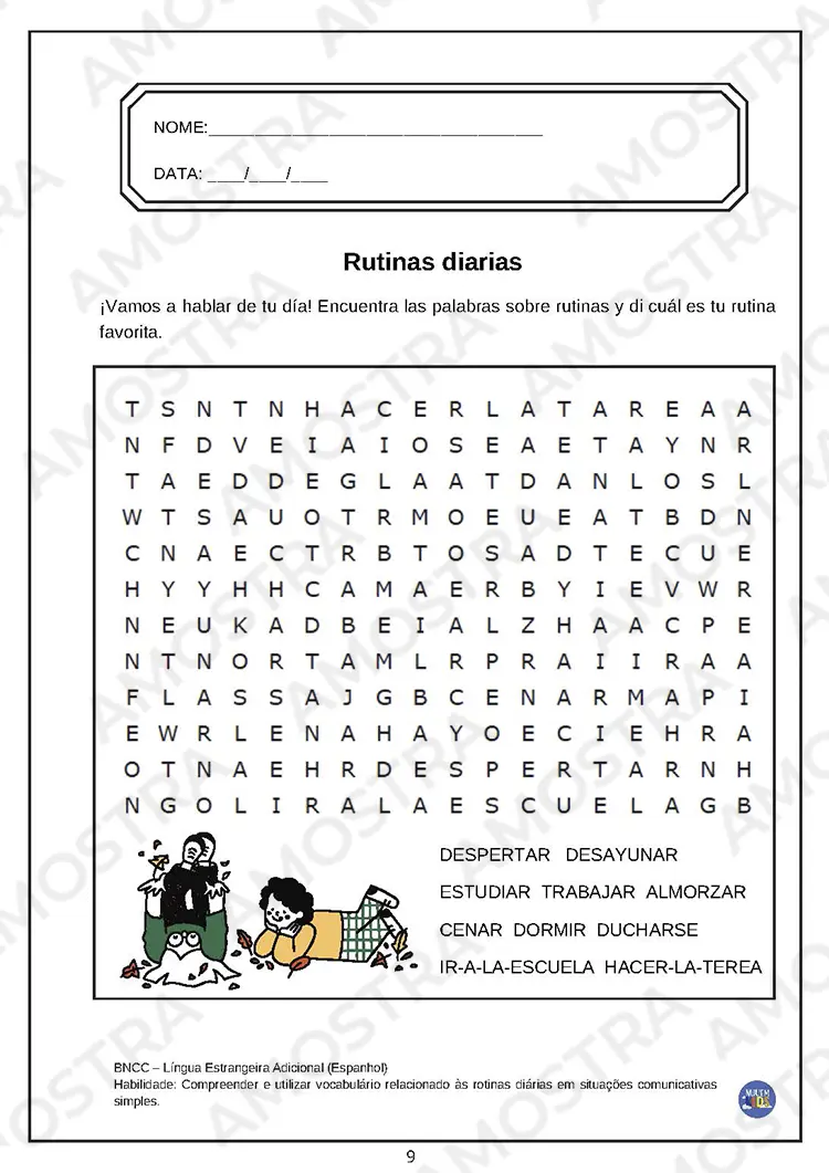 Caça-Palavras Espanhol Fundamental 2 - Imagem 3