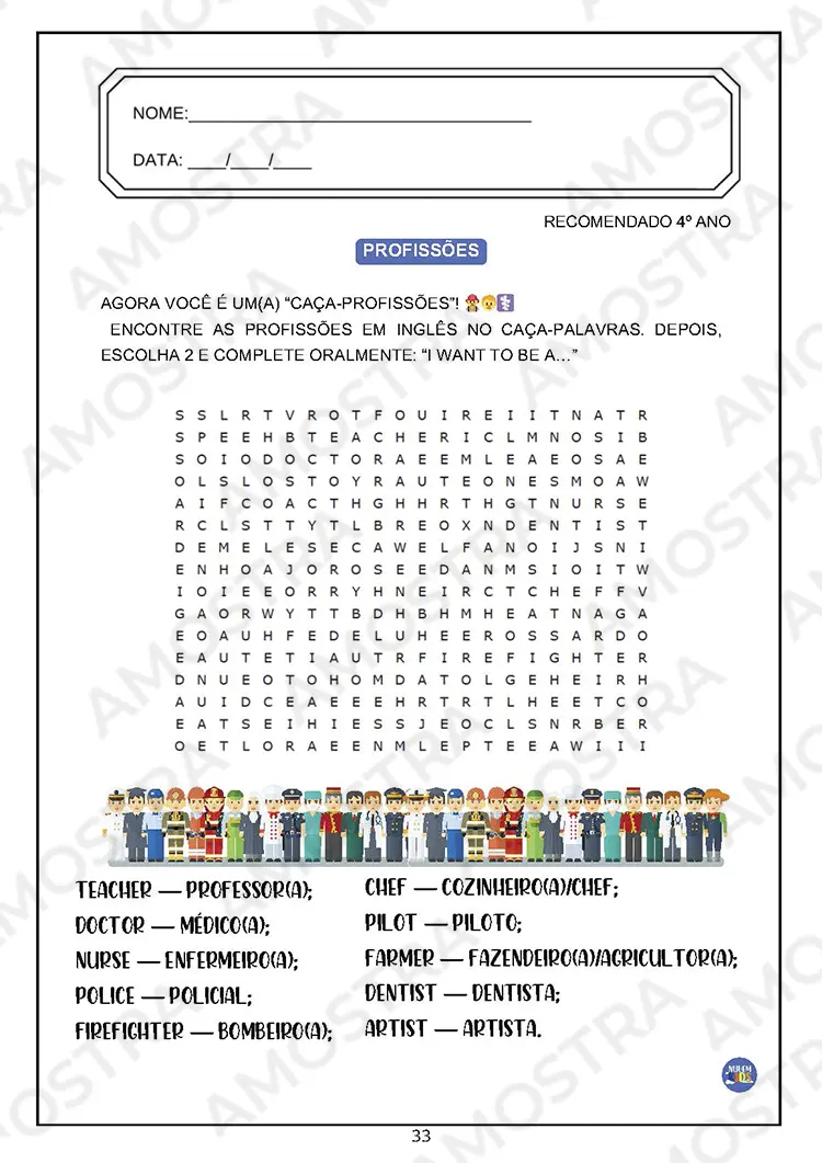 Caça Palavras Inglês Fundamental 1 - Imagem 2
