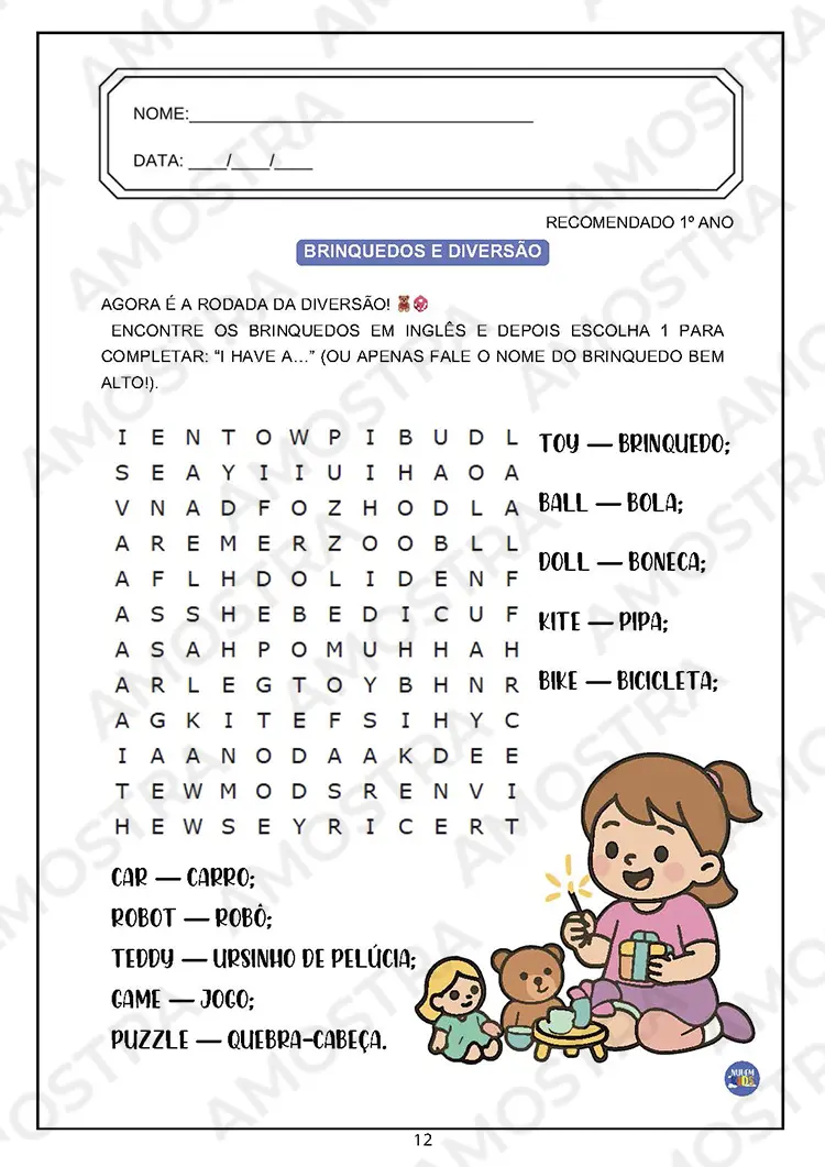 Caça Palavras Inglês Fundamental 1 - Imagem 3
