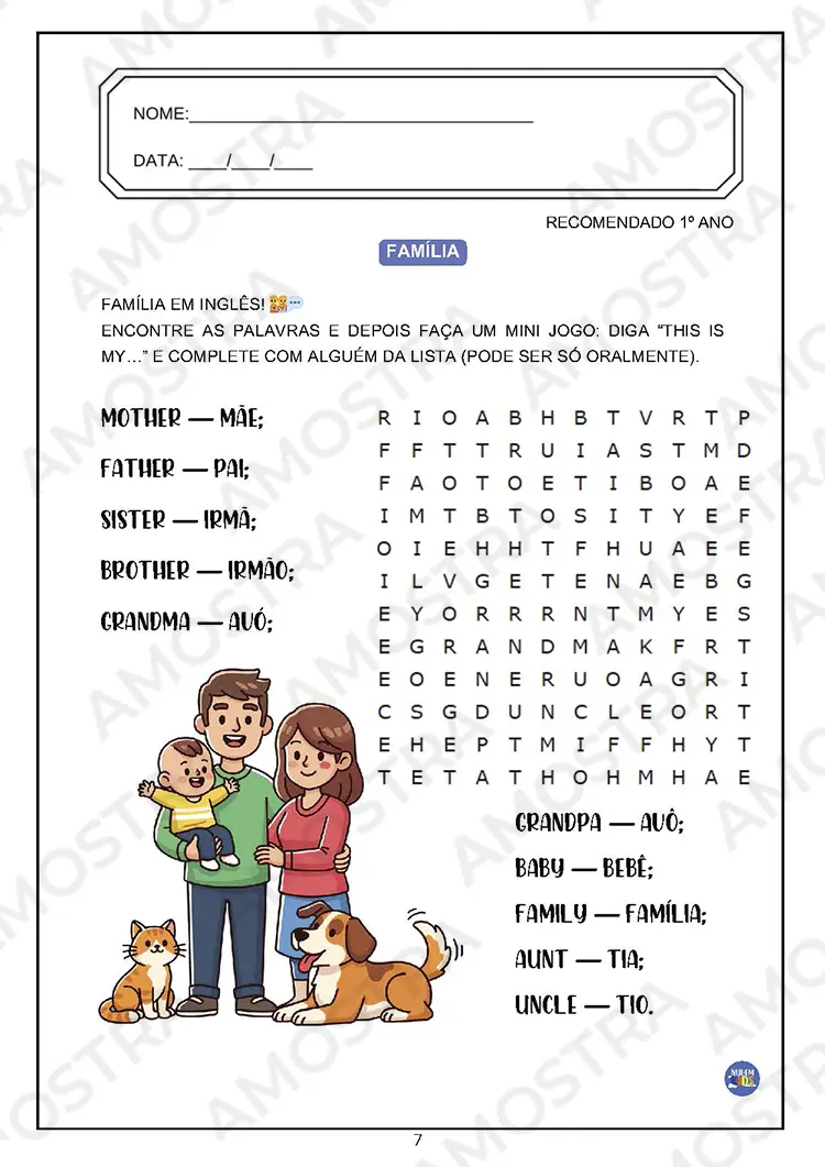 Caça Palavras Inglês Fundamental 1 - Imagem 5