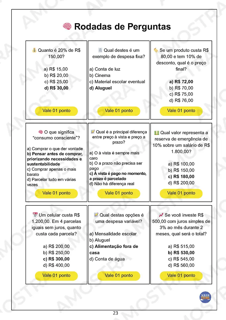 Atividades de Dinâmicas de Educação Financeira 1ª a 3ª Série - Imagem 2