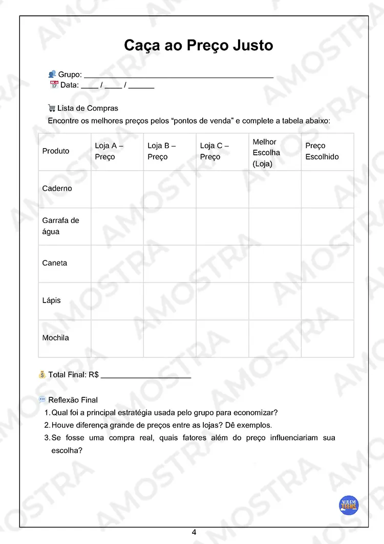 Atividades de Dinâmicas de Educação Financeira 1ª a 3ª Série - Imagem 7