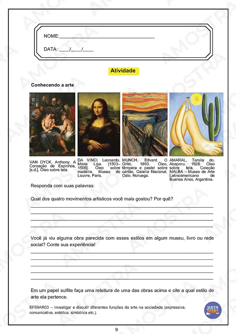 Atividades de Arte para EJA 6º ao 9º Ano - Imagem 2