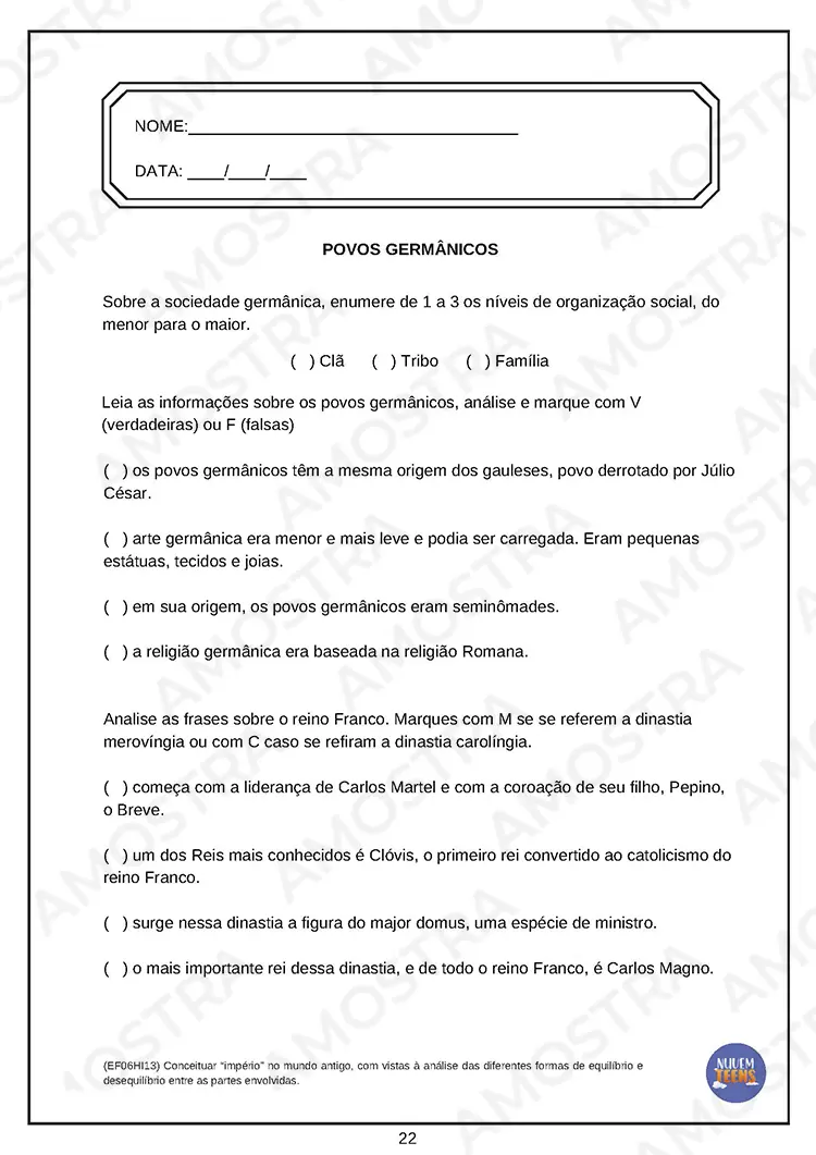 Atividades de História para EJA 6º ao 9º Ano - Imagem 8