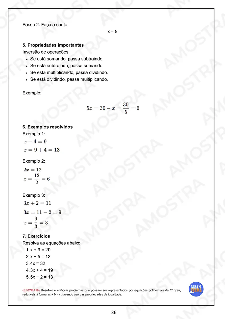 Atividades de Matemática para EJA 6º ao 9º Ano - Imagem 6