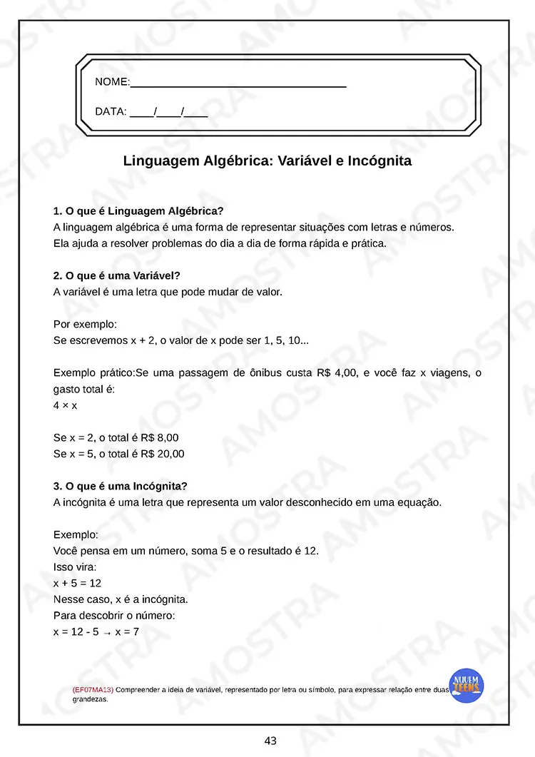 Atividades de Matemática para EJA 6º ao 9º Ano - Imagem 3