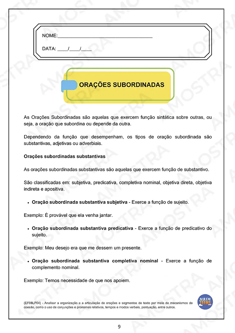 Atividades de Português para EJA 6º ao 9º Ano - Imagem 4