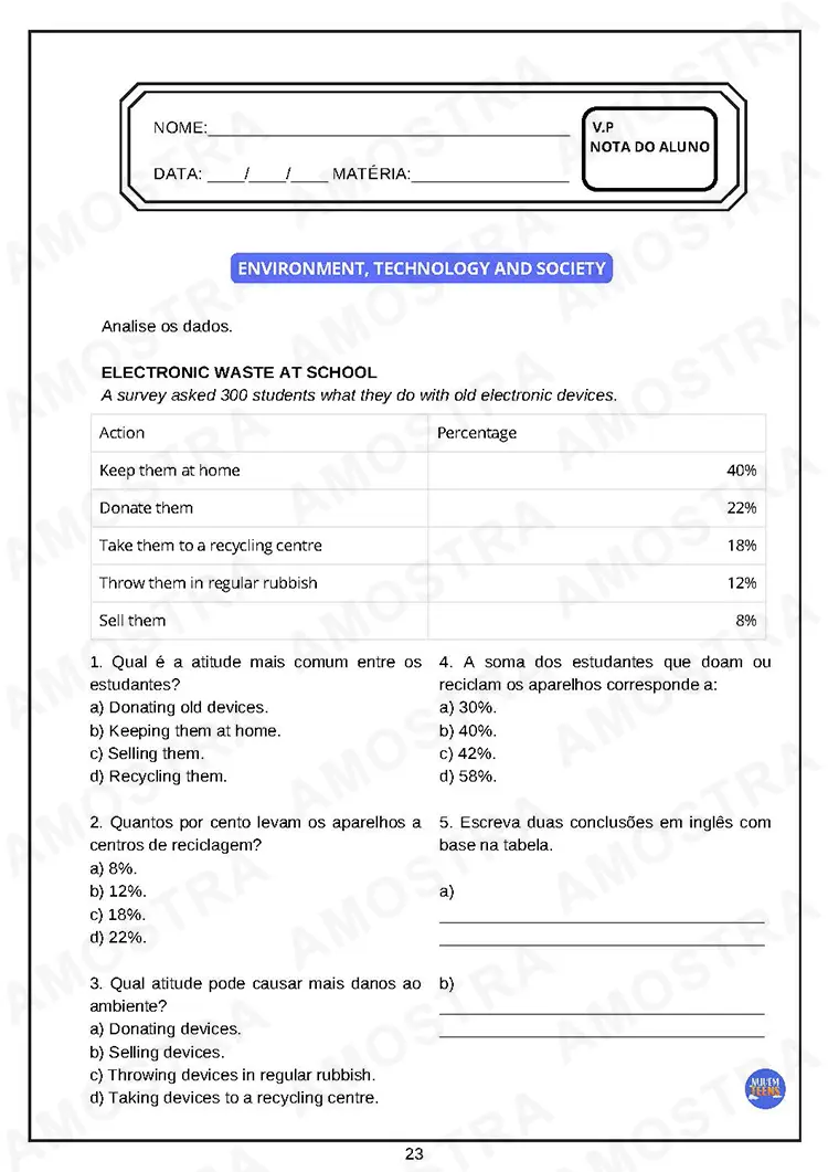 Avaliações de Inglês Ensino Médio - Imagem 4