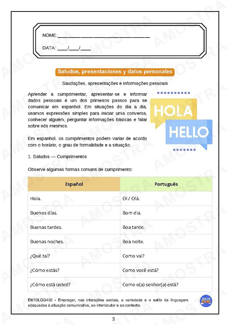 Atividades de Espanhol Ensino Médio - Imagem 2