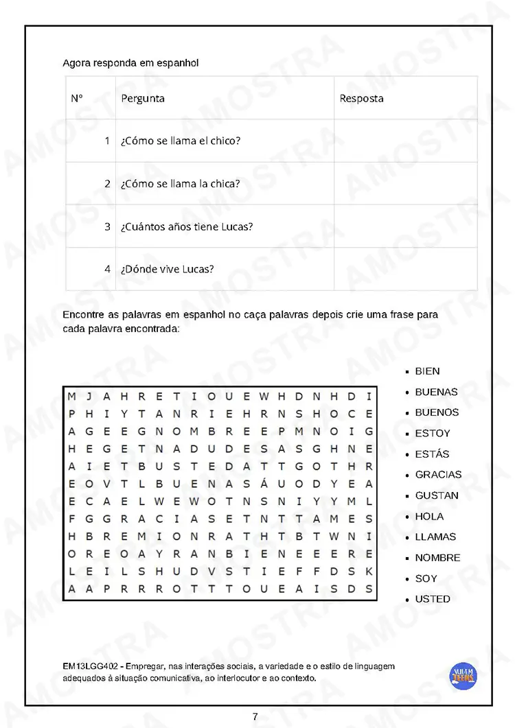 Atividades de Espanhol Ensino Médio - Imagem 3