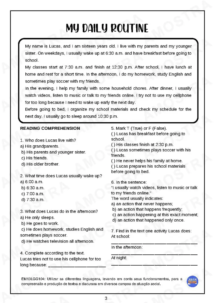 Fichas de Leitura Inglês Ensino Médio - Imagem 3