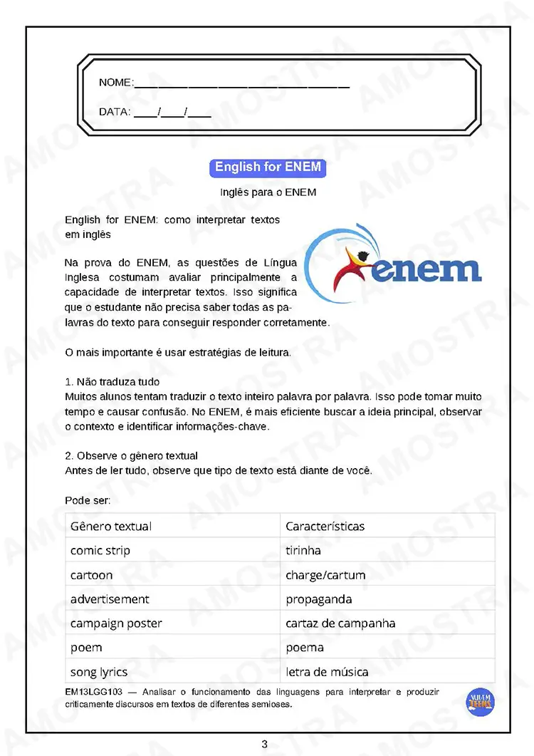 Atividades de Inglês Ensino Médio - Imagem 4