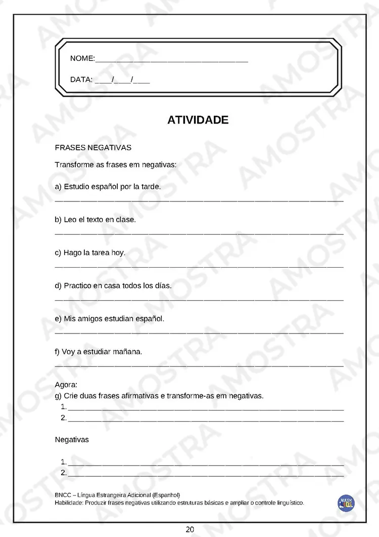 Atividades Espanhol Fundamental 2 - Imagem 2