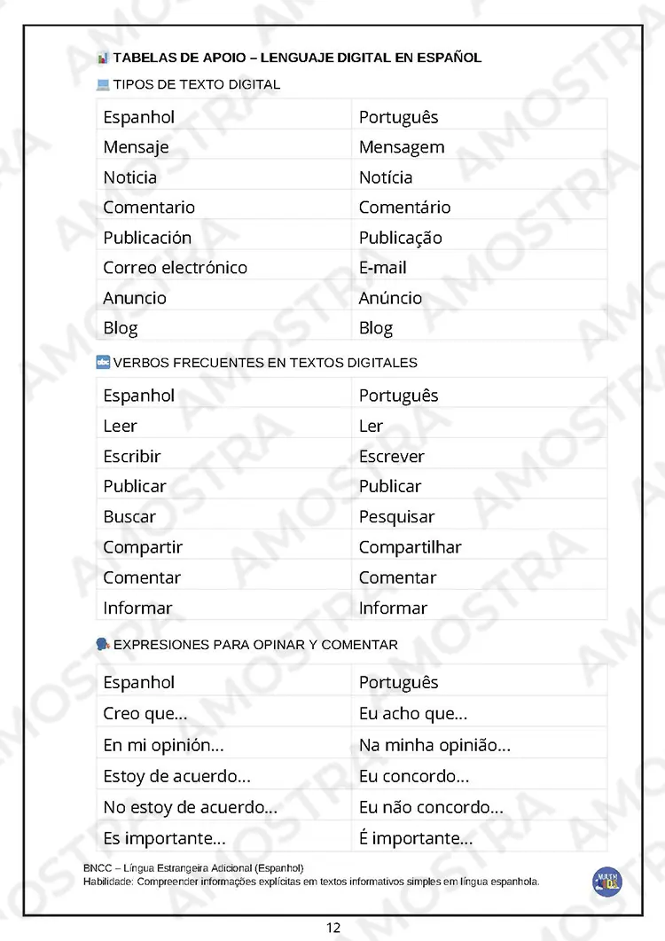 Atividades Espanhol Fundamental 2 - Imagem 5