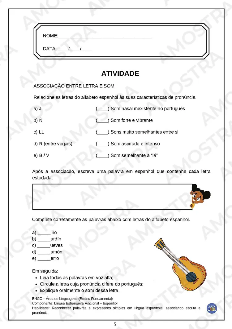 Atividades Espanhol Fundamental 2 - Imagem 6