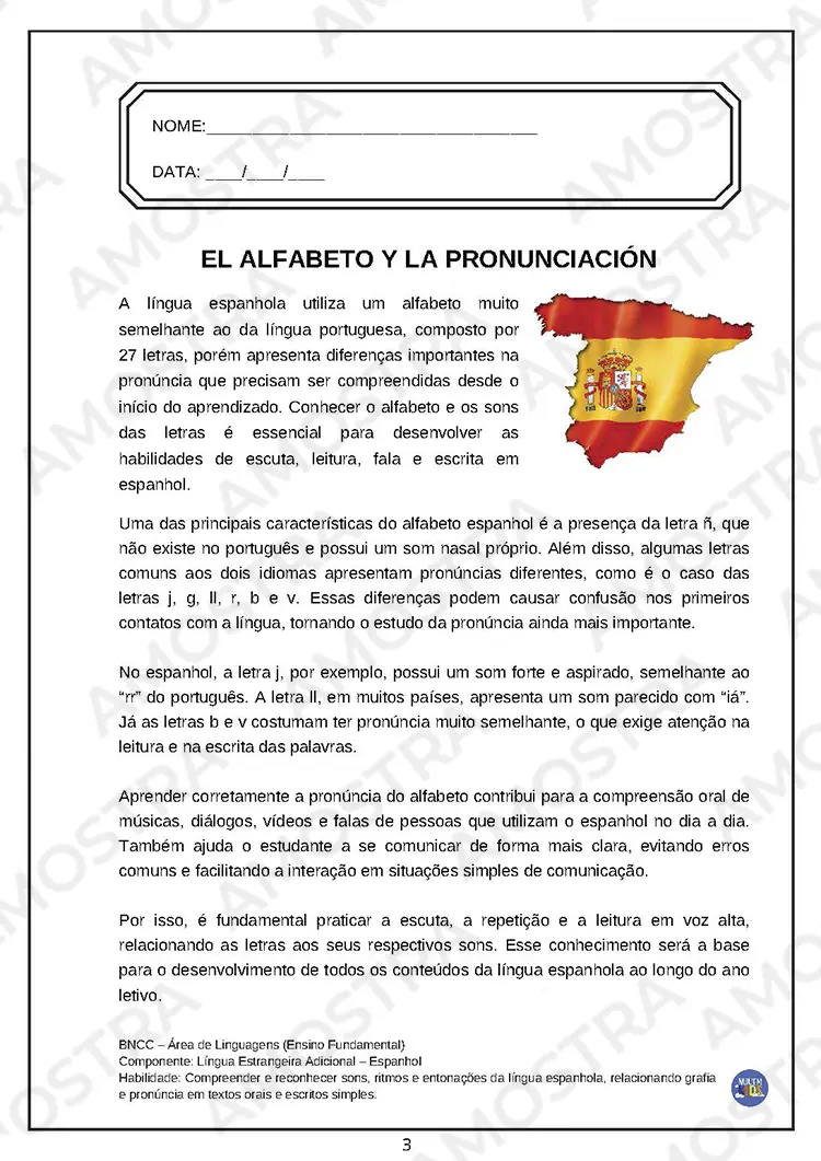 Atividades Espanhol Fundamental 2 - Imagem 7