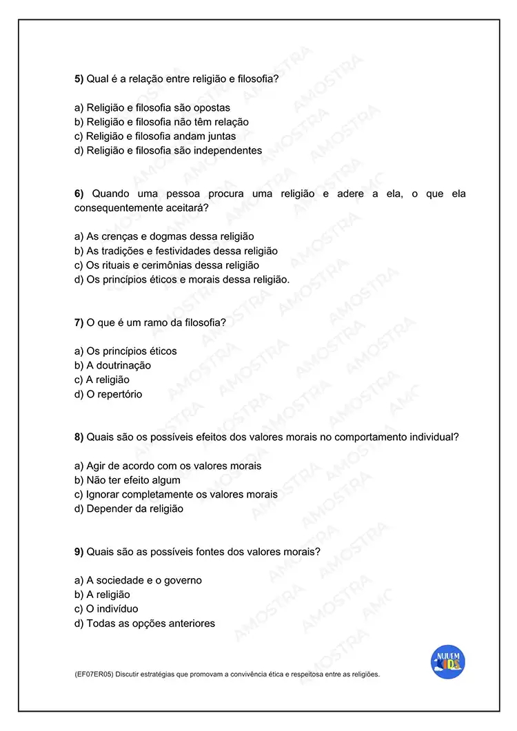 Atividades de Ensino Religioso 6º ao 9º Ano - Imagem 4