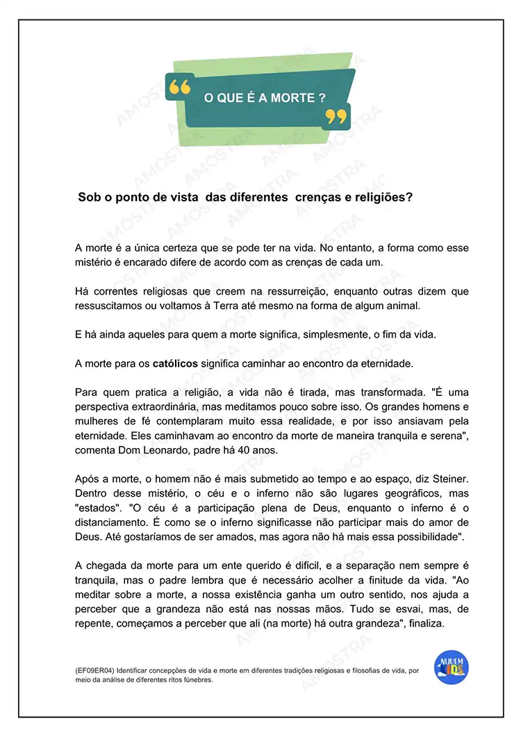 Atividades de Ensino Religioso 6º ao 9º Ano - Imagem 9