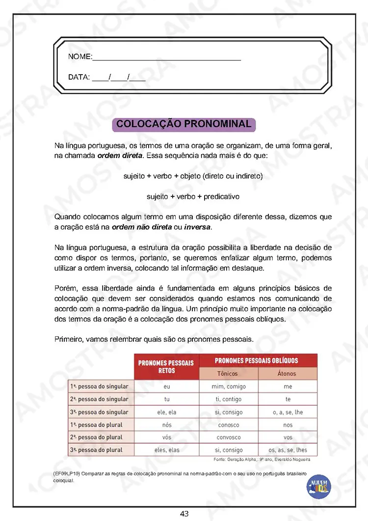 Atividades de Gramática 6º ao 9º Ano - Imagem 3