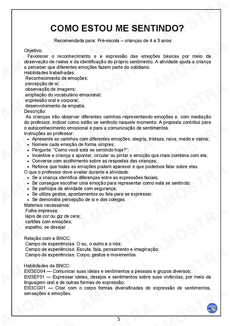 Sequência Didática Autocontrole Educação Infantil - Imagem 5