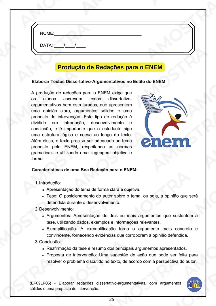 Atividades de Redação 6º ao 9º ano - Imagem 4