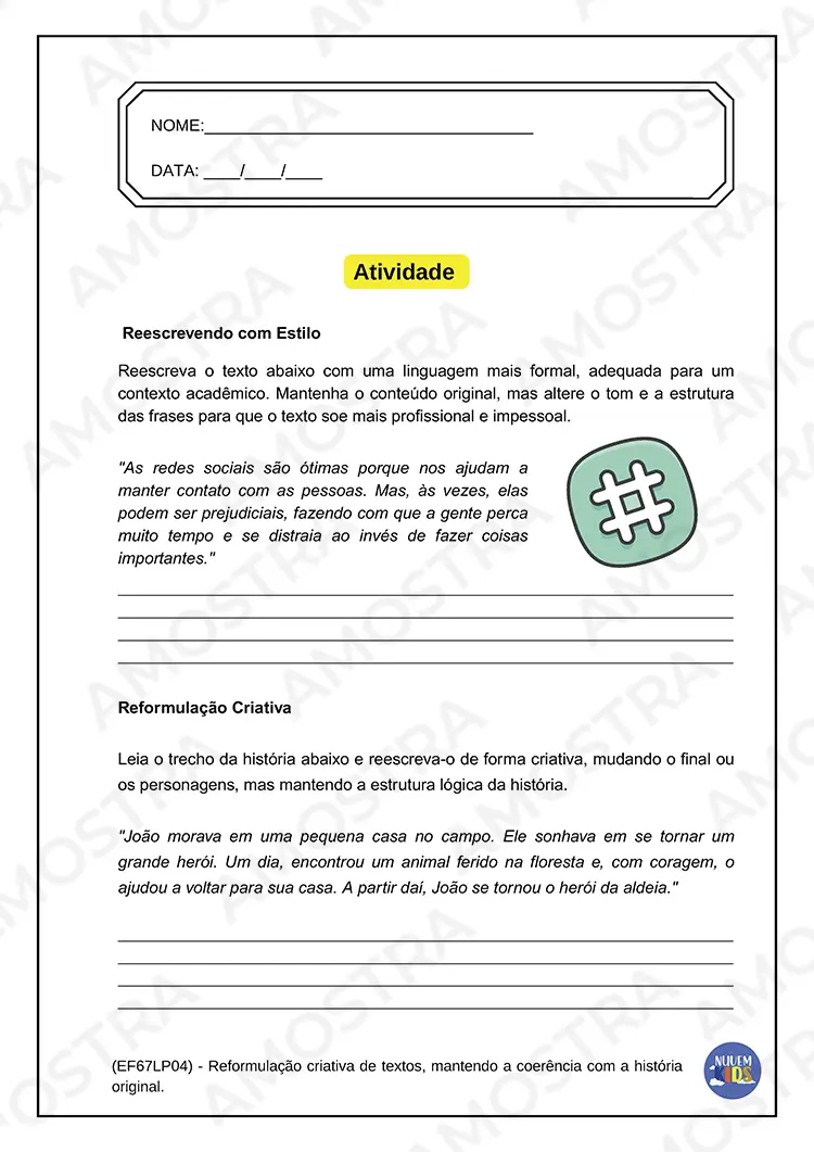 Atividades de Redação 6º ao 9º ano - Imagem 7