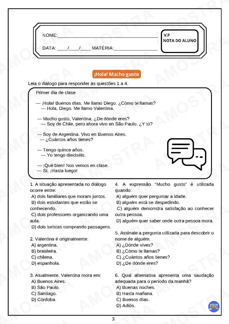 Avaliações de Espanhol Ensino Médio - Imagem 2