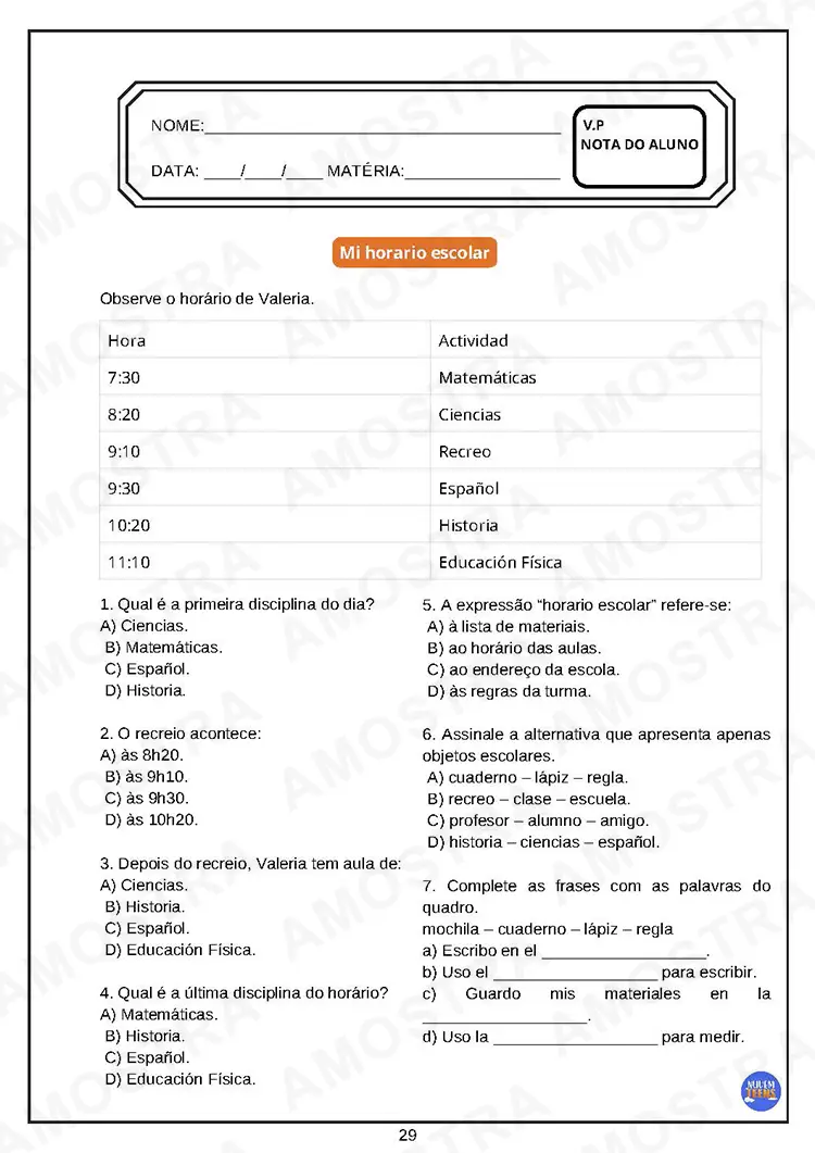 Avaliações de Espanhol Ensino Médio - Imagem 3