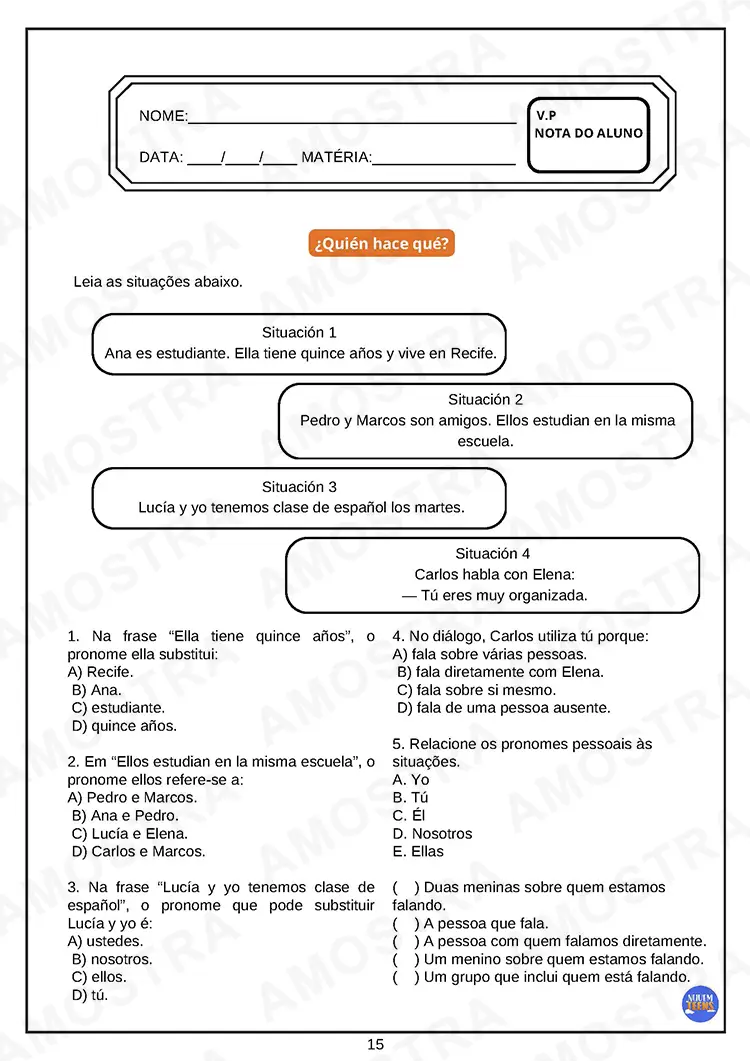 Avaliações de Espanhol Ensino Médio - Imagem 6