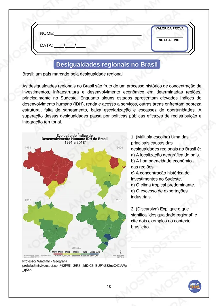 Avaliações de Geografia Ensino Médio - Imagem 4