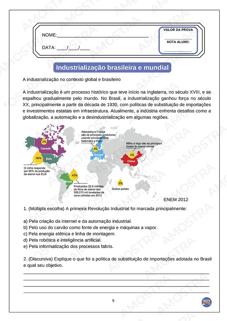 Avaliações de Geografia Ensino Médio - Imagem 2