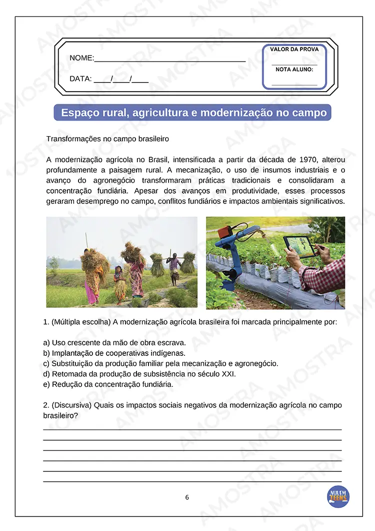 Avaliações de Geografia Ensino Médio - Imagem 6