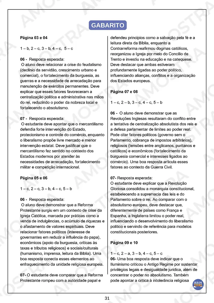 Avaliações de História Ensino Médio - Imagem 6