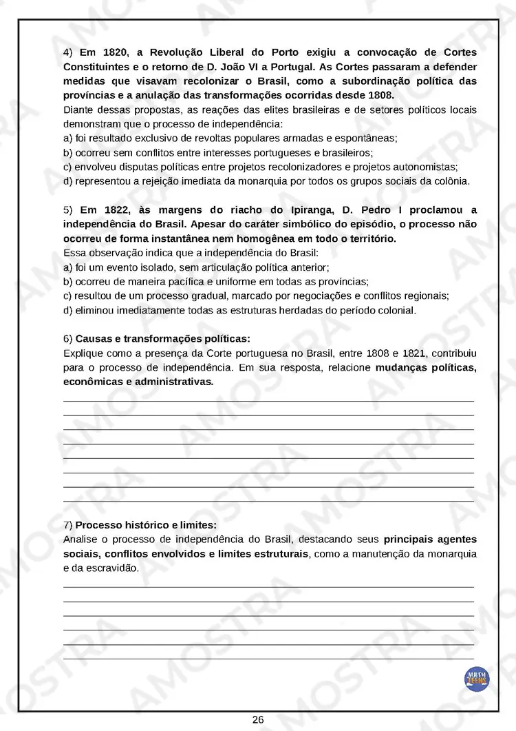 Avaliações de História Ensino Médio - Imagem 2