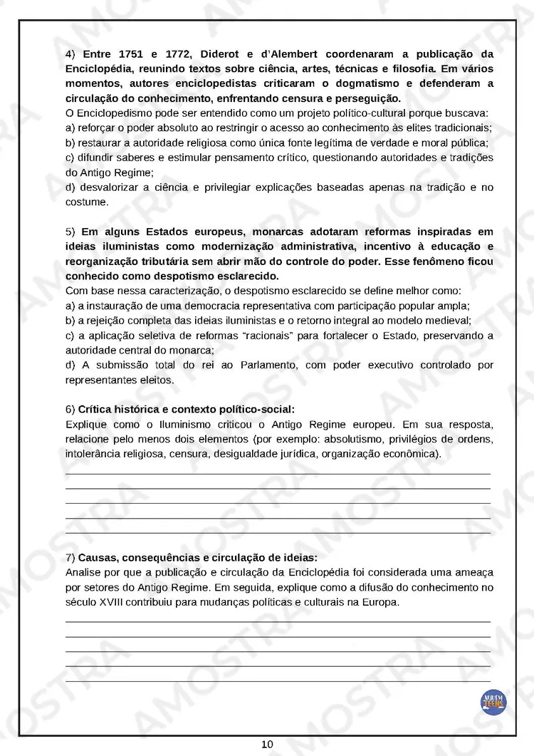 Avaliações de História Ensino Médio - Imagem 4