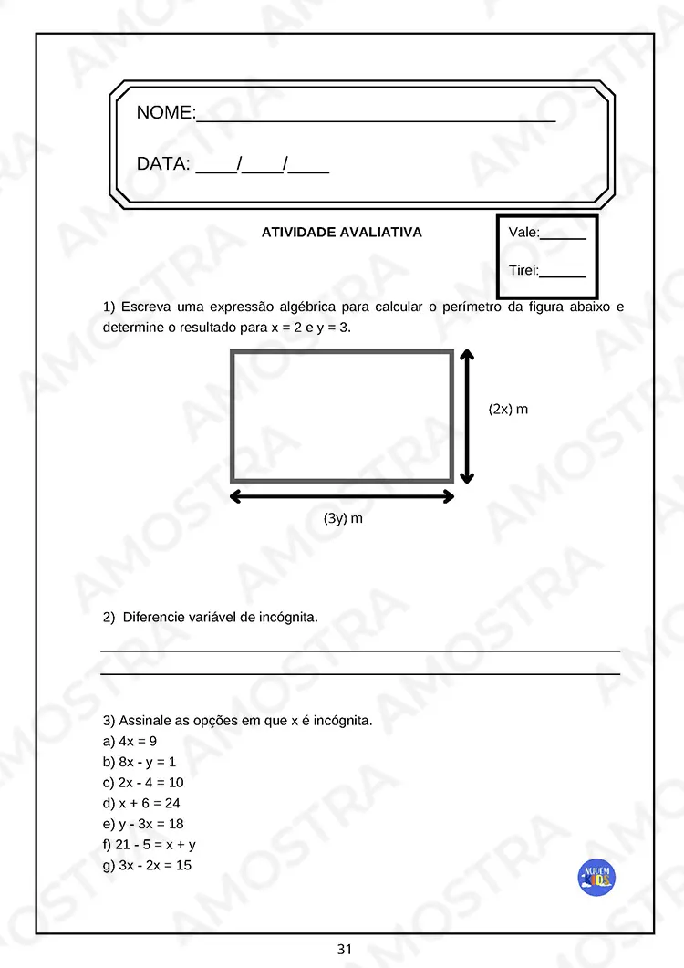 Avaliações de Matemática 6º ao 9º Ano - Imagem 5