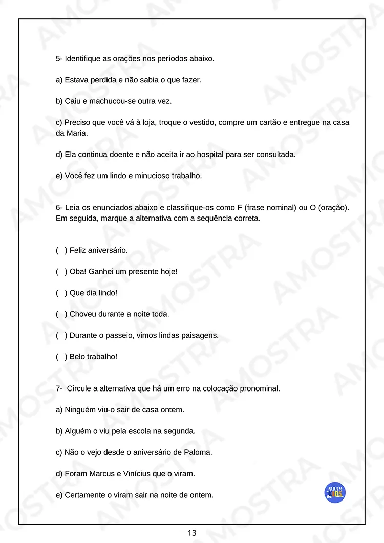 Avaliações de Português 6º ao 9º Ano - Imagem 5