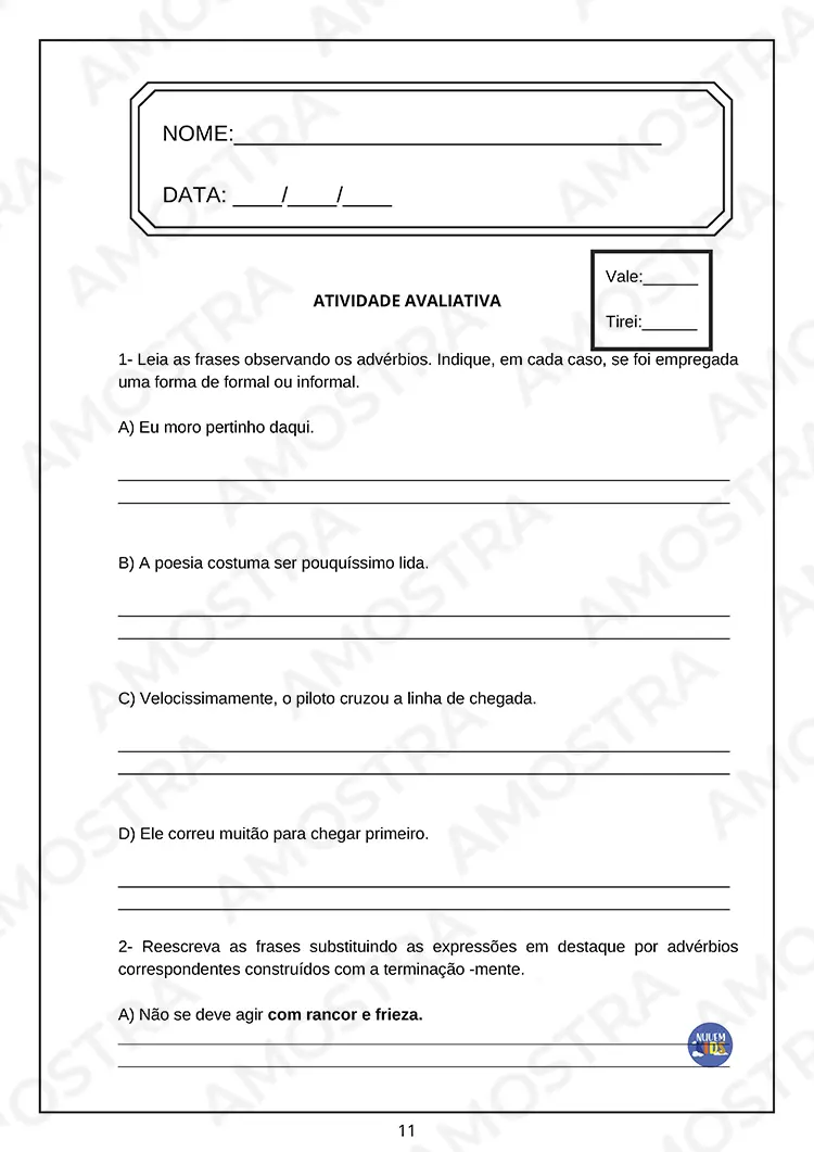 Avaliações de Português 6º ao 9º Ano - Imagem 7
