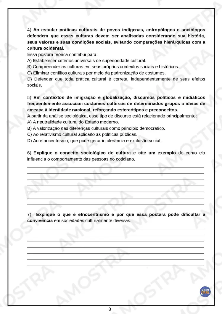 Avaliações de Sociologia Ensino Médio - Imagem 5