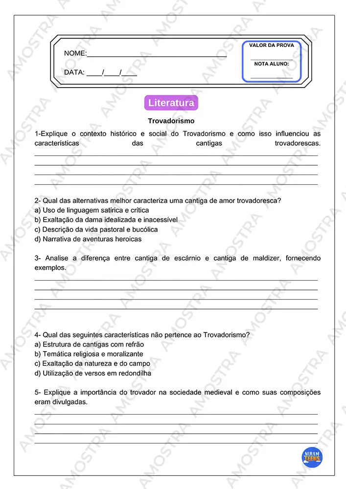 Avaliações de Português Ensino Médio - Imagem 2