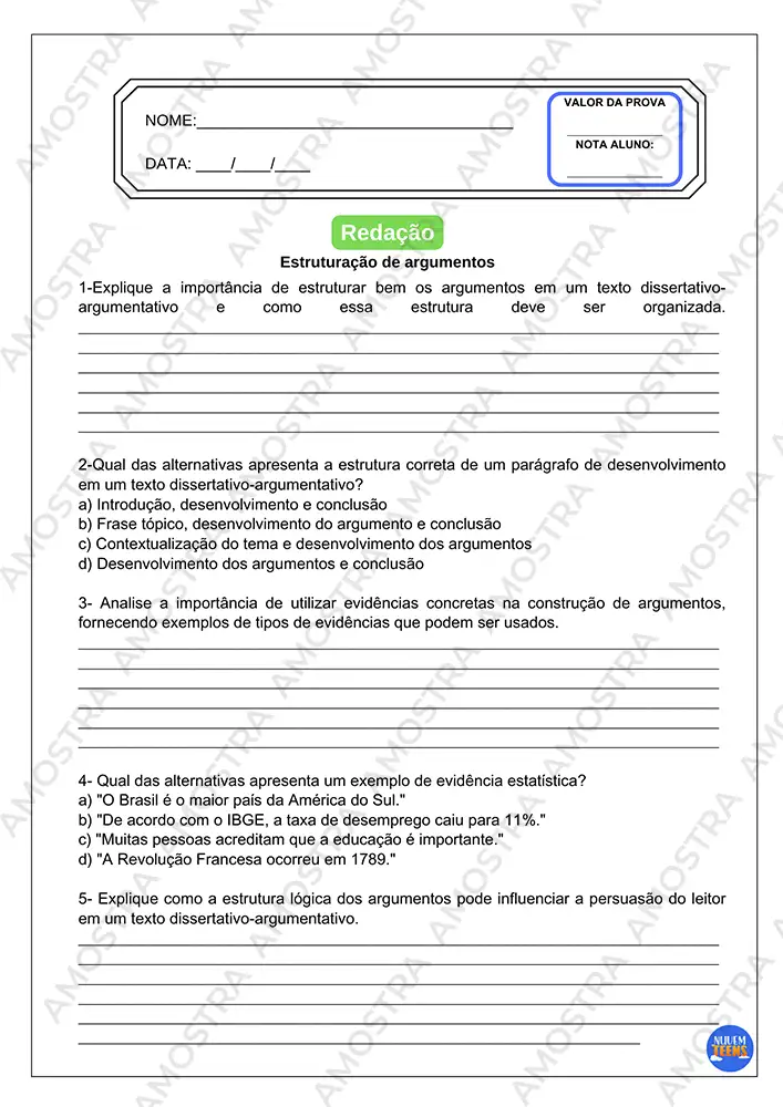 Avaliações de Português Ensino Médio - Imagem 5